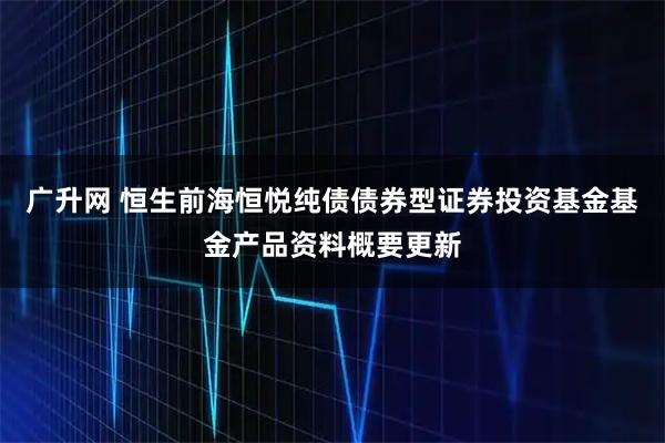 广升网 恒生前海恒悦纯债债券型证券投资基金基金产品资料概要更新